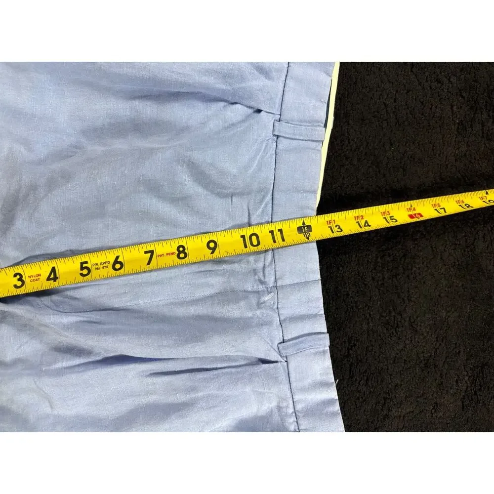 VINTAGE Polo Ralph Lauren Shorts Mens 35x8 Blue Linen Silk Blend Casual Beach